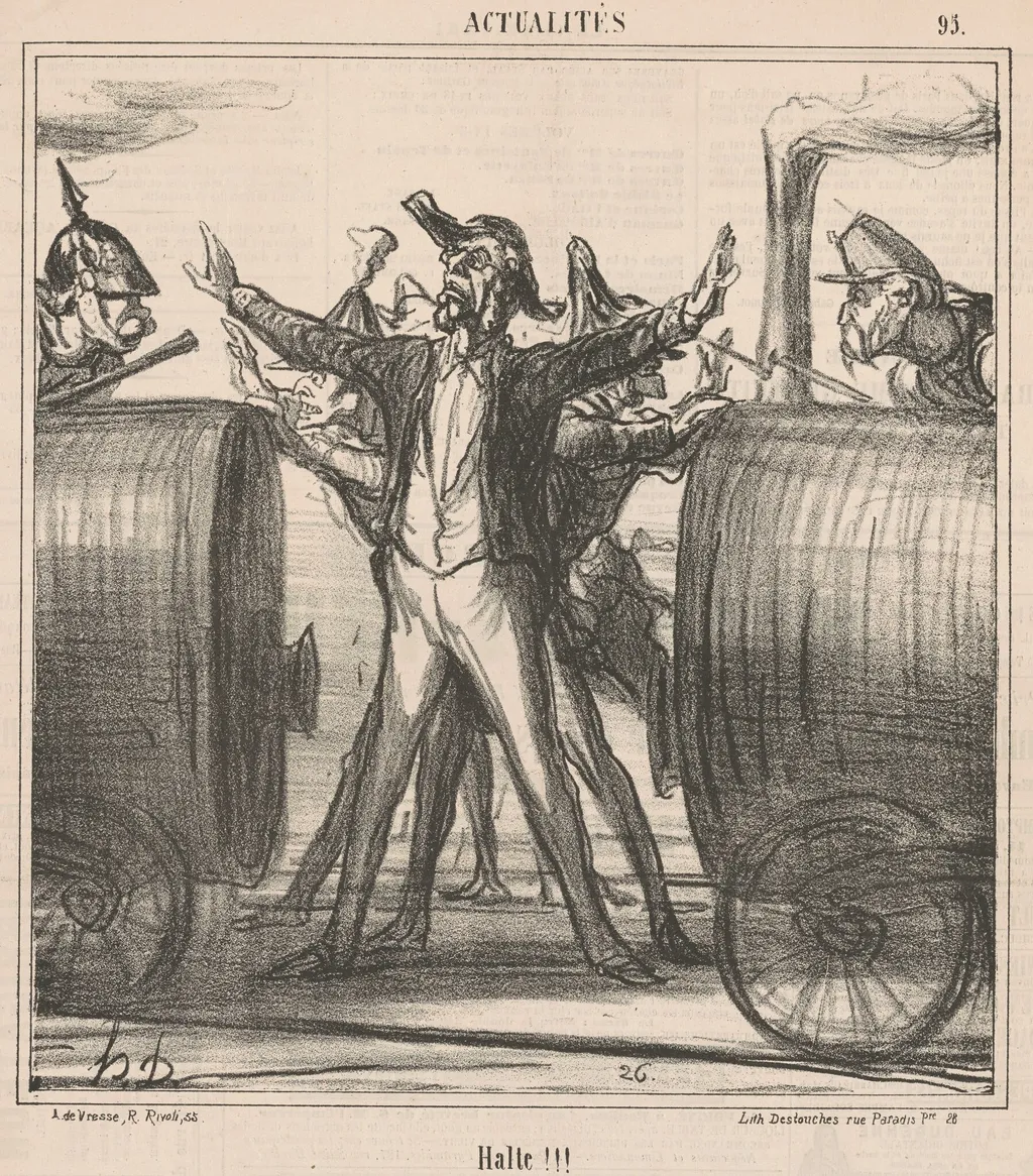 Halte!!!, by Honoré Daumier, ink, 1867