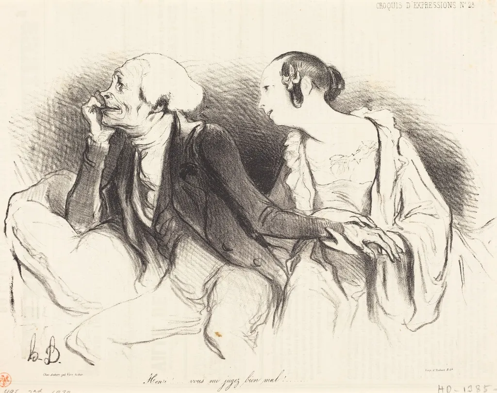 Henri!... vous me jugez bien mal!..., by Honoré Daumier, ink, 1838