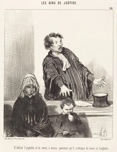 Il défend l'orphelin et la veuve, a moins..., by Honoré Daumier