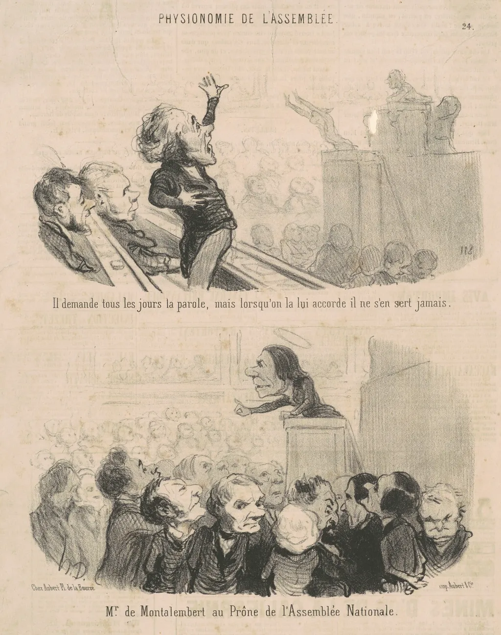 Il demande tous les jours la parole ..., by Honoré Daumier, ink, 1850