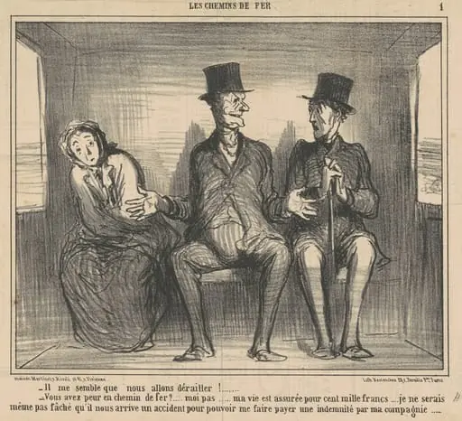 Il me semble que nous allons dèrailler ..., by Honoré Daumier