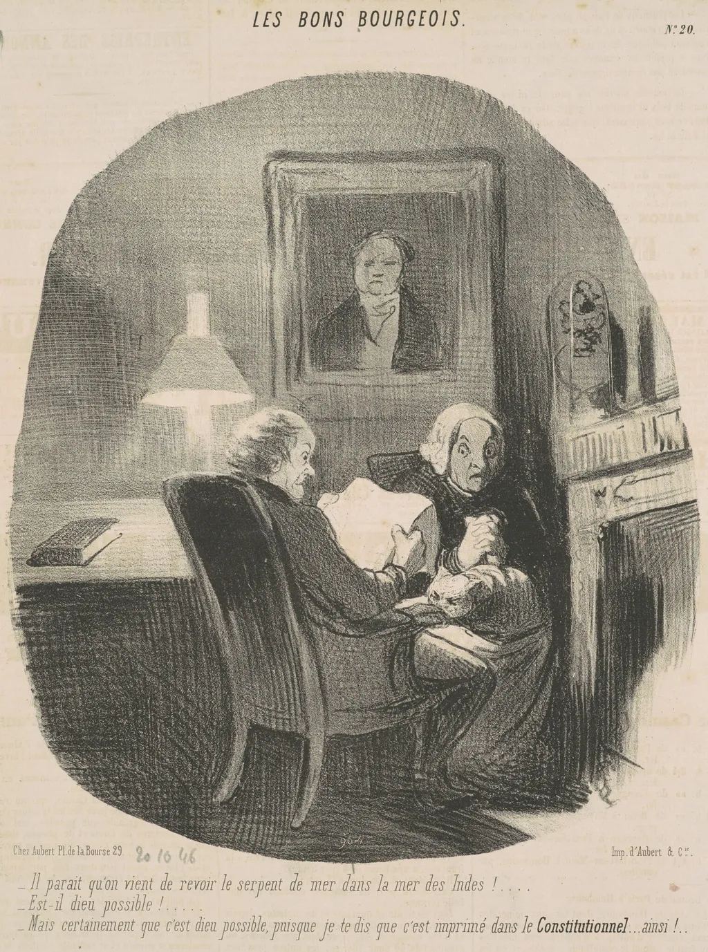 Il parait qu'on vient de revoir le serpent de mer ..., by Honoré Daumier, ink, 1846