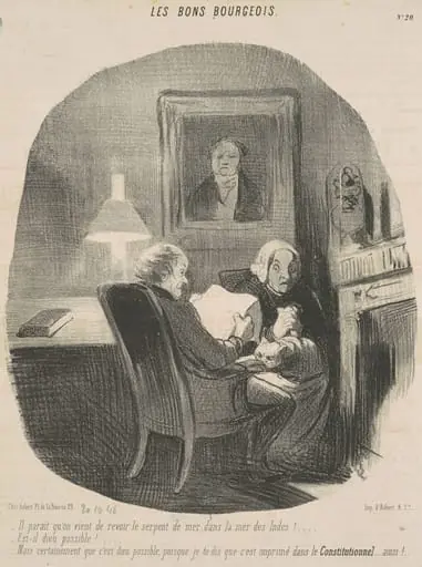 Il parait qu'on vient de revoir le serpent de mer ..., by Honoré Daumier