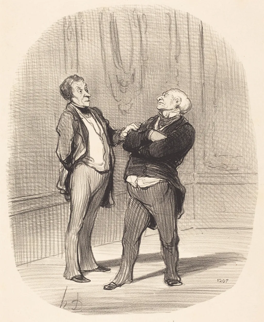 Il y a la guerre... les loyers vont... diminuer..., by Honoré Daumier, ink, 1859