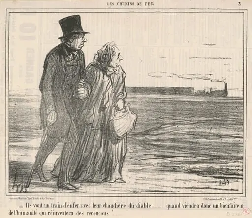 Ils vont un train d'enfer ..., by Honoré Daumier