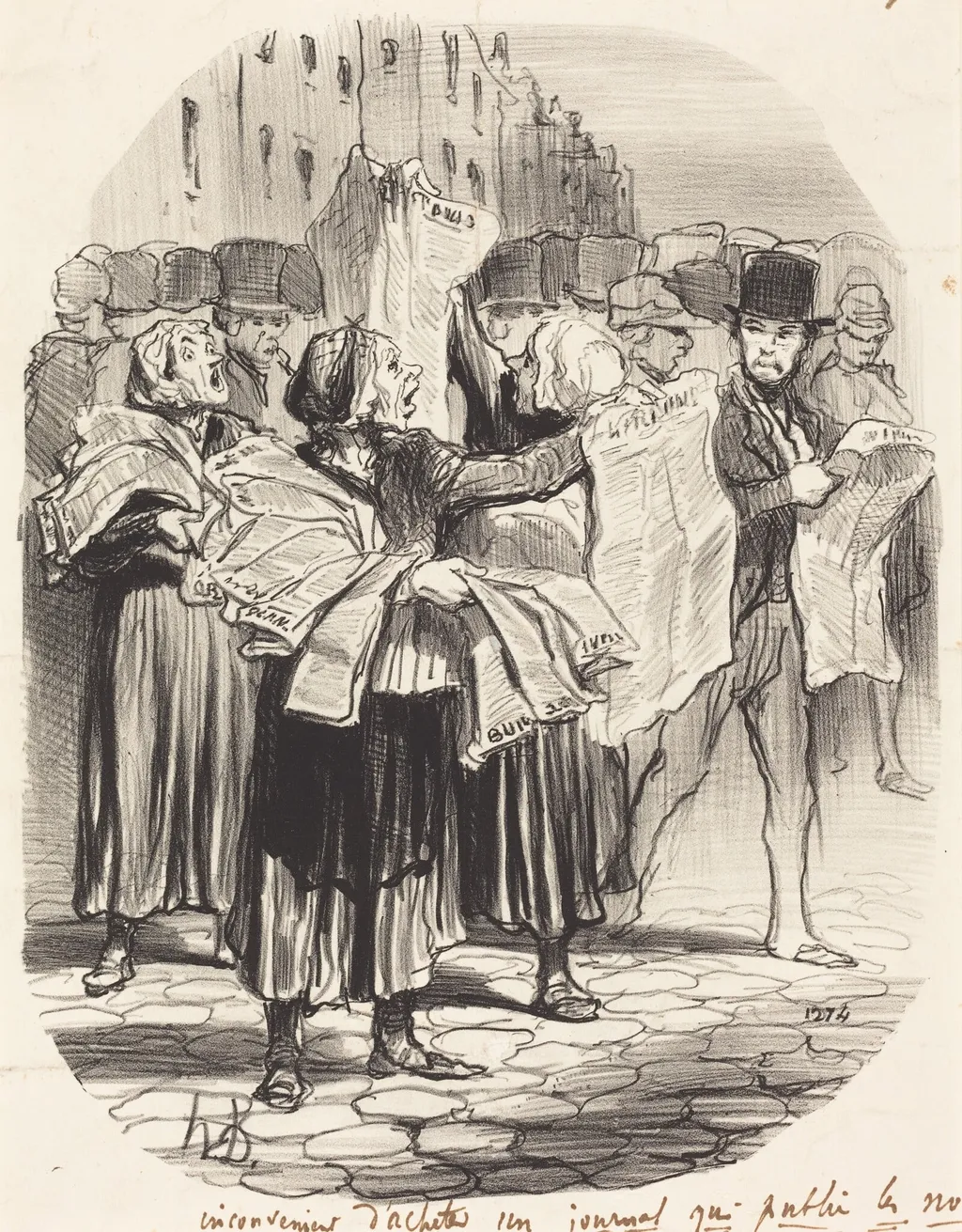Inconvénient d'acheter un journal..., by Honoré Daumier, ink, 1848