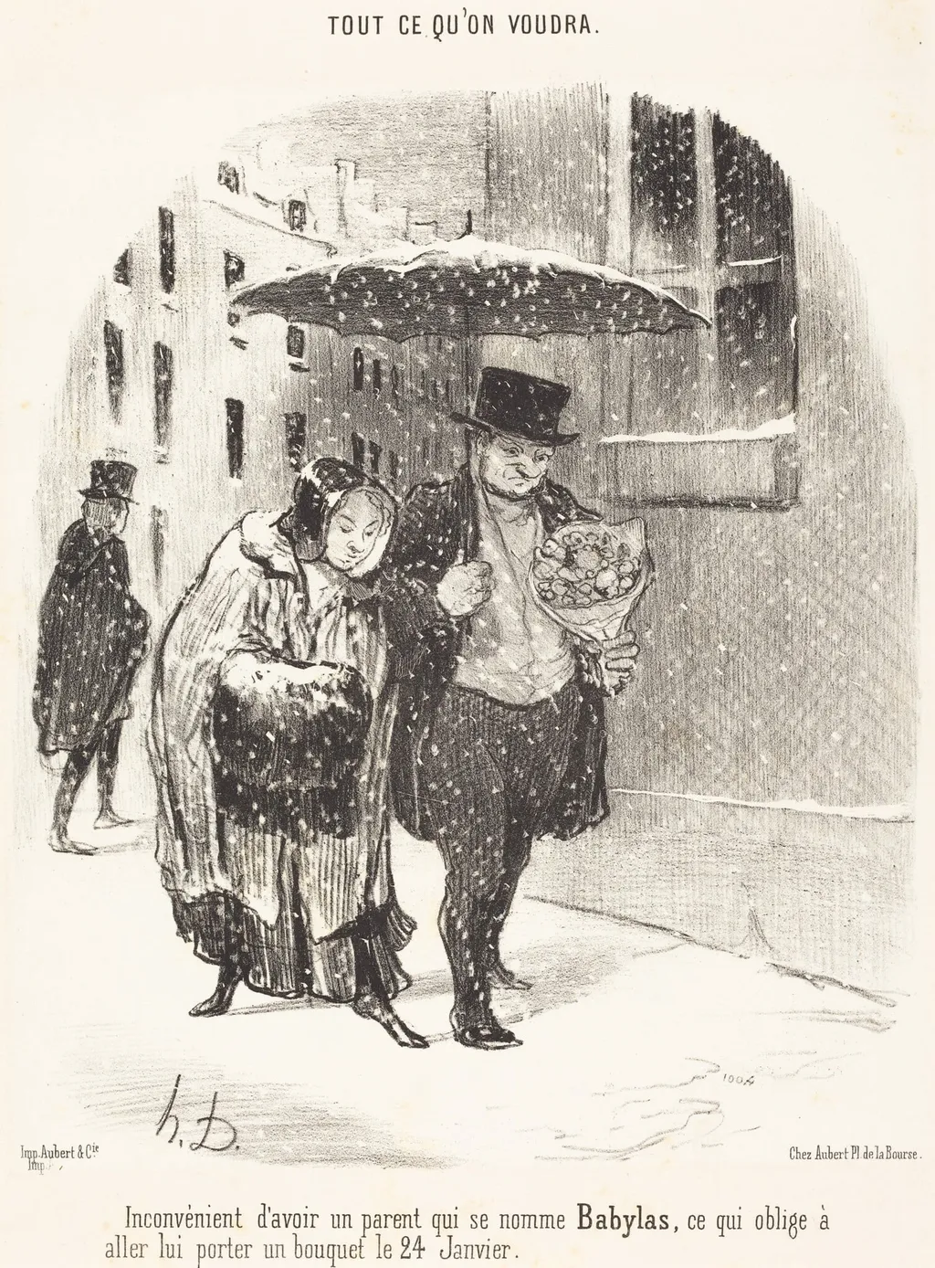 Inconvénient d'avoir un parent qui se nomme Babylas..., by Honoré Daumier, ink, 1850