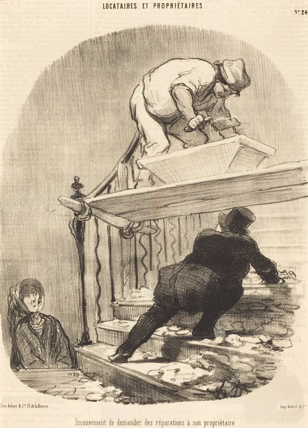 Inconvénient de demander des réparations..., by Honoré Daumier, ink, 1847