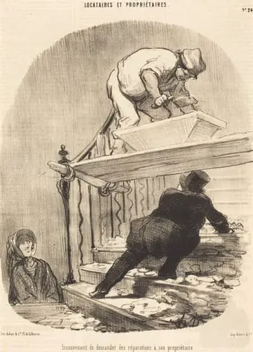 Inconvénient de demander des réparations..., by Honoré Daumier