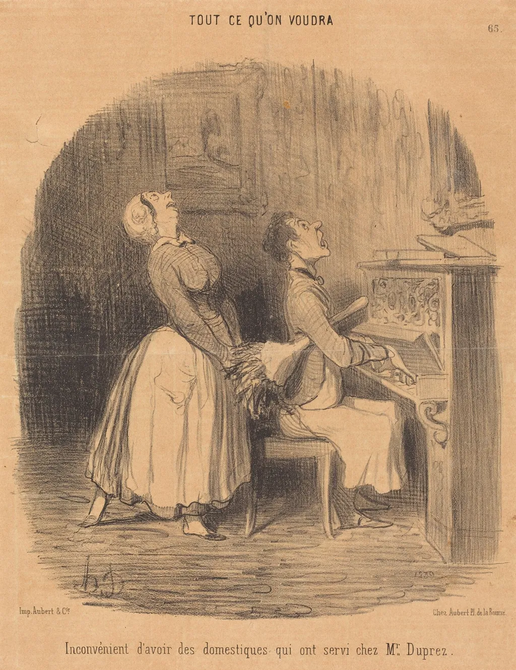 Inconvénient... des domestiques qui ont servi chez M. Duprez, by Honoré Daumier, ink, 1850