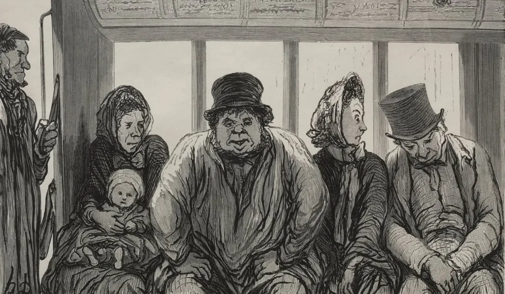 Interior of an Omnibus, by Honoré Daumier, 1864