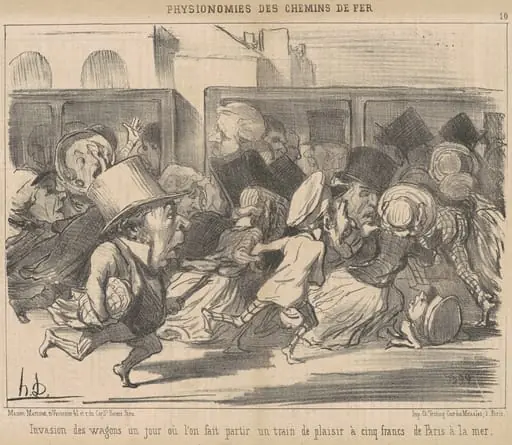 Invasion es wagons un jour ou l'on fait partir, by Honoré Daumier