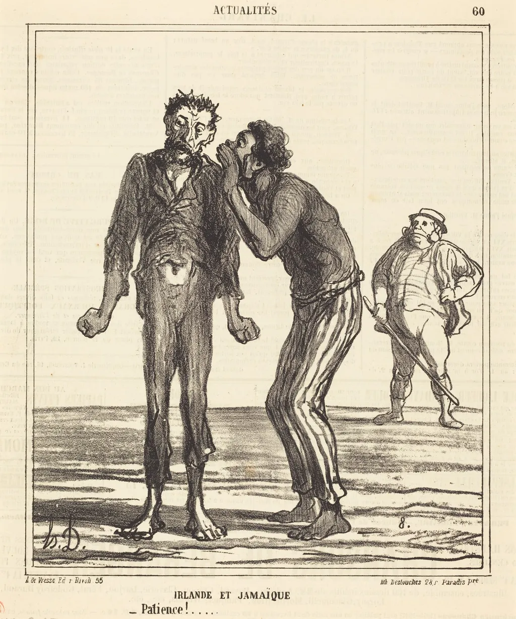 Irlande et Jamaique - Patience!..., by Honoré Daumier, ink, 1866
