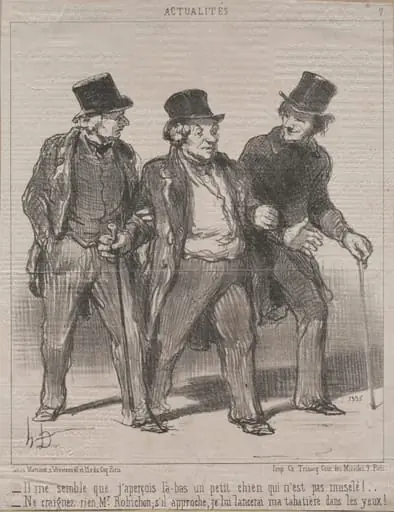 It seems to me that I notice a little dog there that is not muzzled!..., by Honoré Daumier