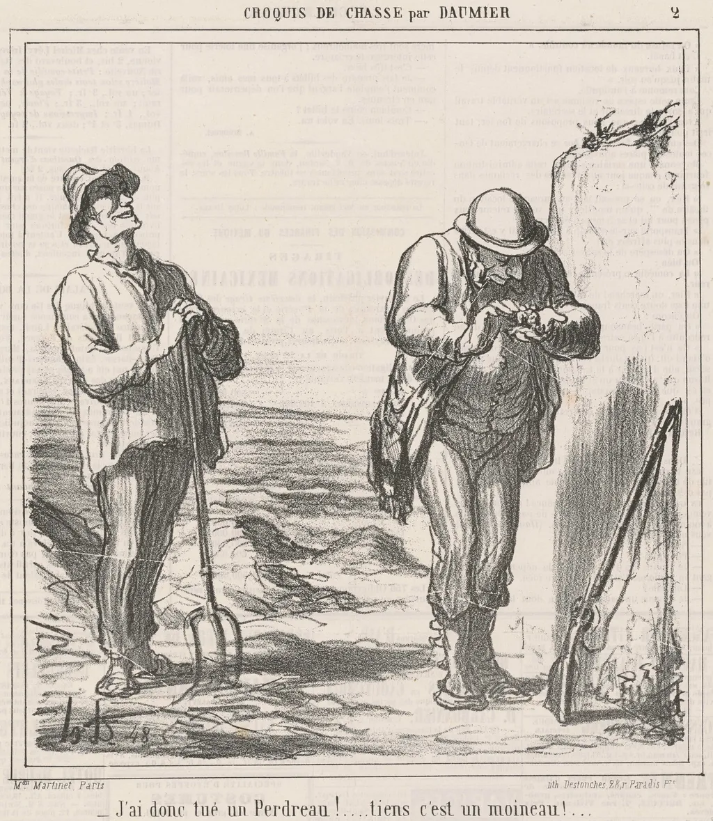 J'ai donc tué un perdreau!, by Honoré Daumier, ink, 1866
