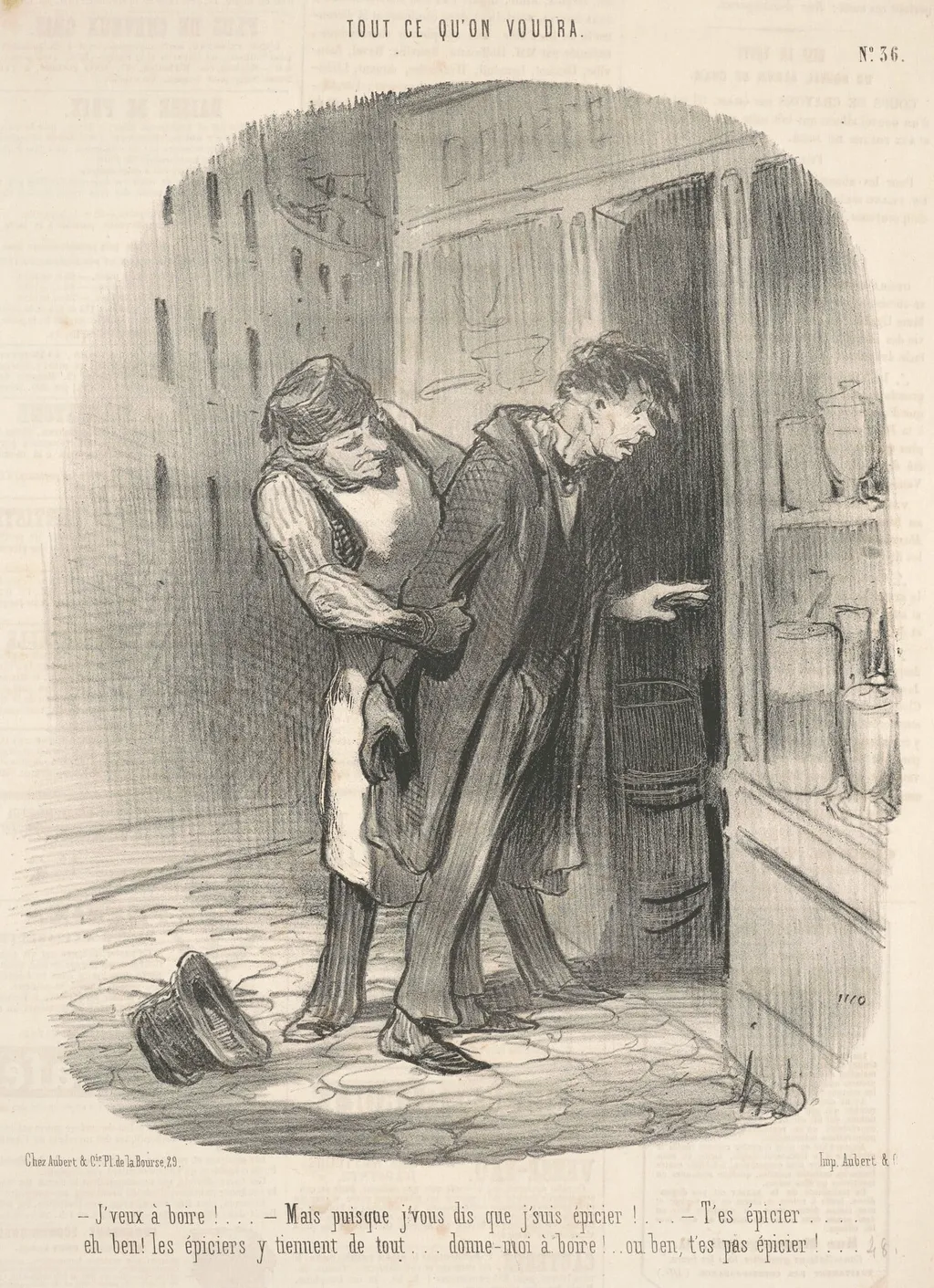 J'veux a boire! Mais puisque j'vous dis ..., by Honoré Daumier, ink, 1849