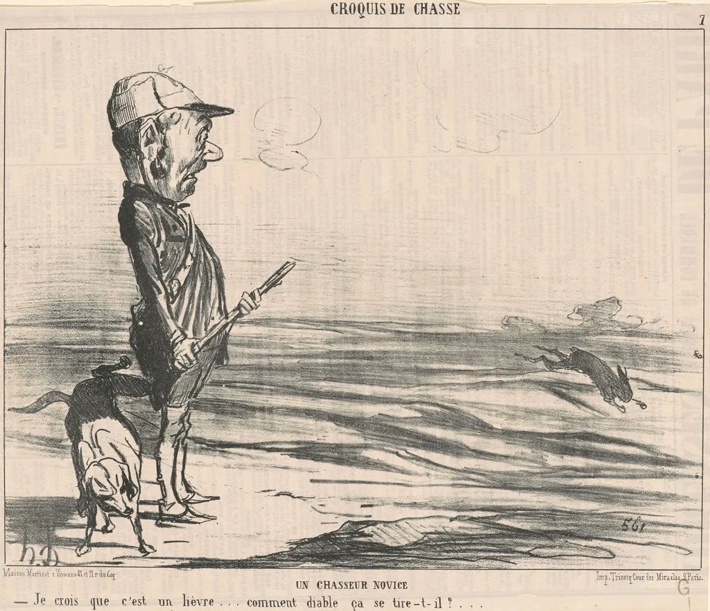 Je crois que c'est un lièvre..., by Honoré Daumier, ink, 1853