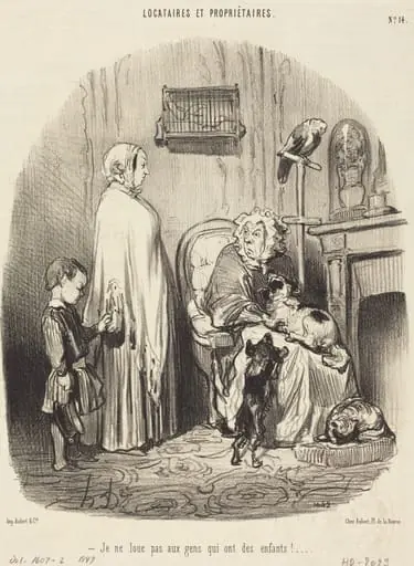 Je ne loue pas aux gens qui ont des enfants!, by Honoré Daumier