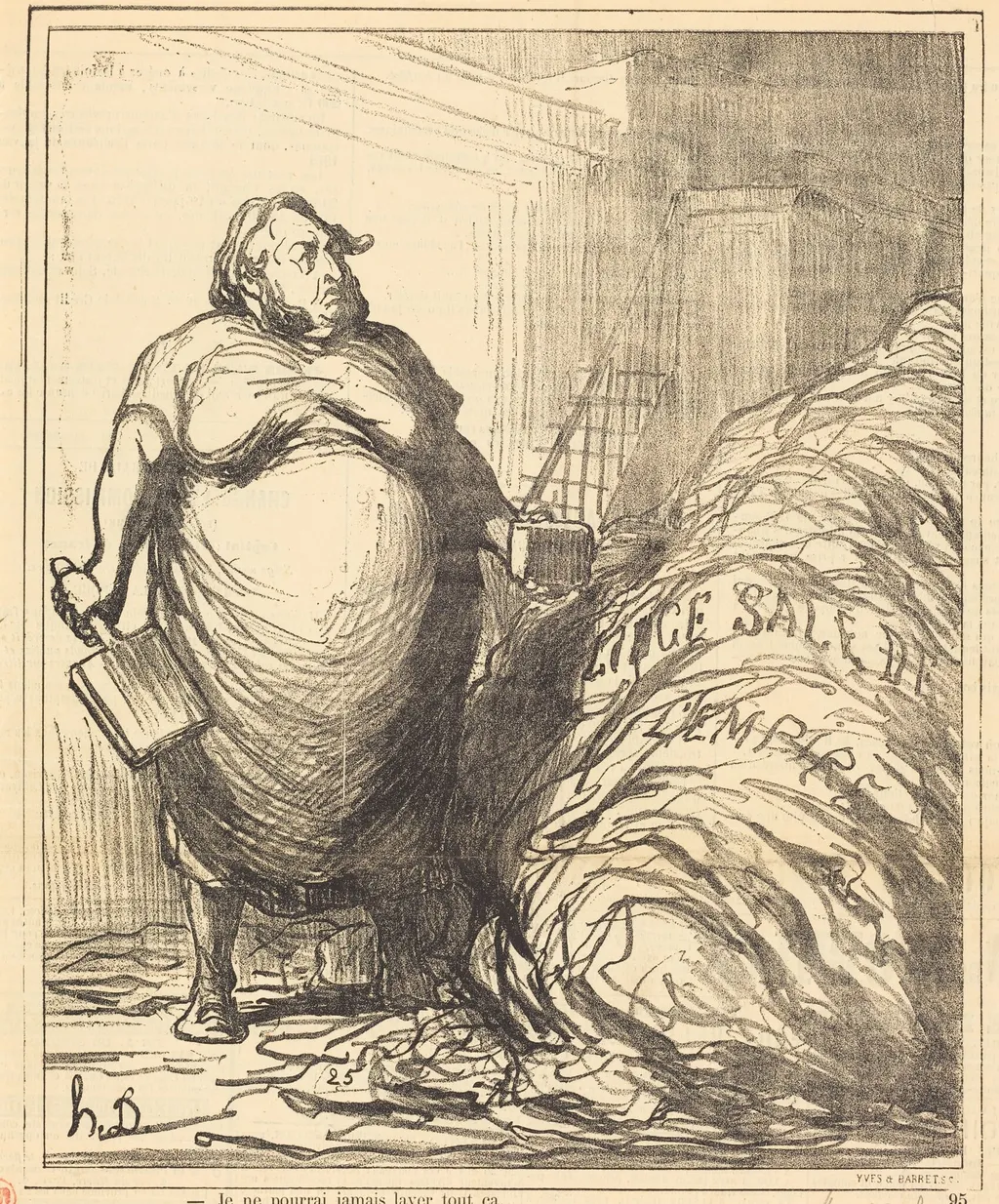 Je ne pourrai jamais laver tout ça, by Honoré Daumier, 1872