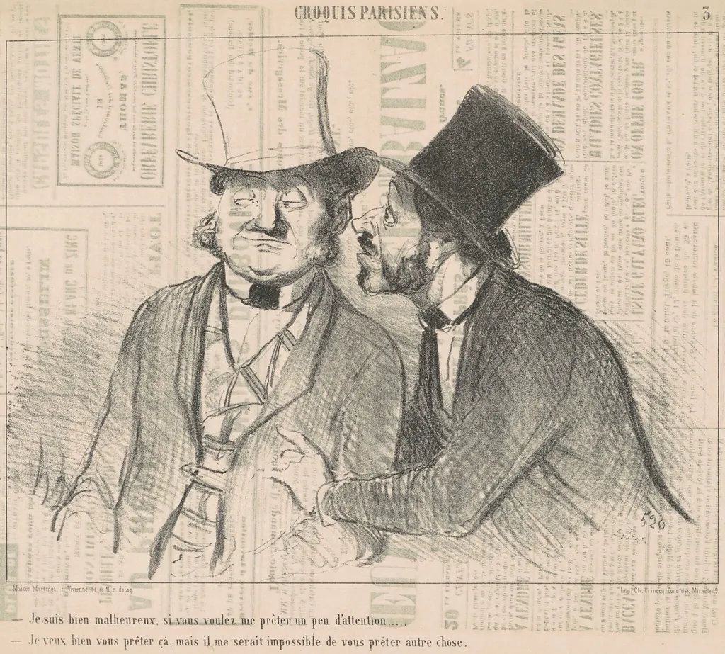Je suis bien malheureux, si vous voulez ..., by Honoré Daumier, ink, 1853