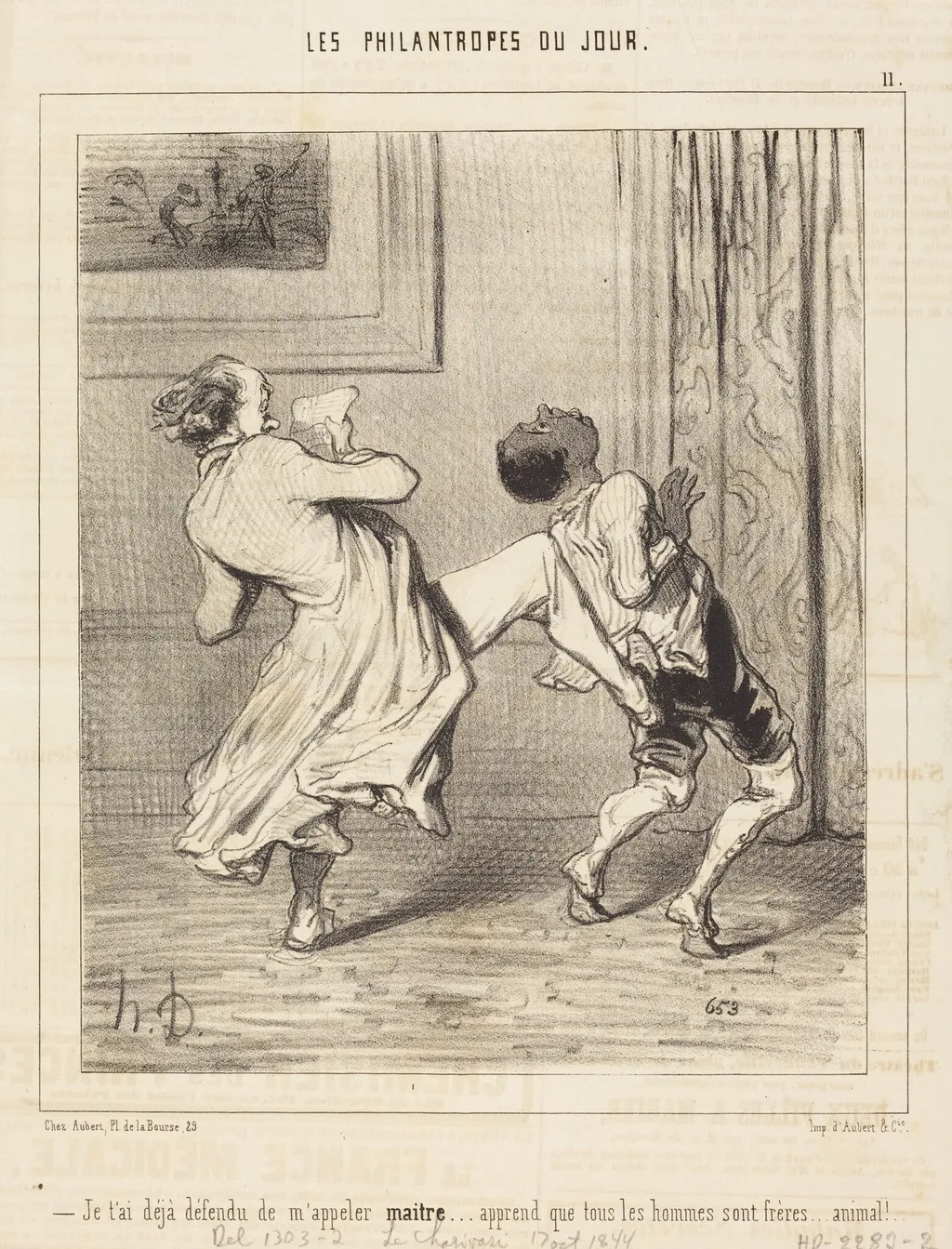 Je t'ai déjà défendu de m'appeler maitre..., by Honoré Daumier, ink, 1844