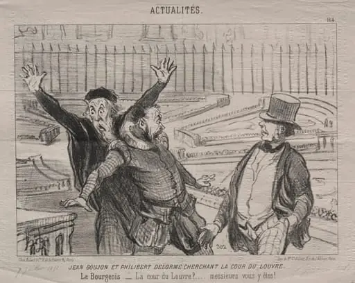 Jean Goujon and Philibert Delorme Looking for the Courtyard of the Louvre, by Honoré Daumier