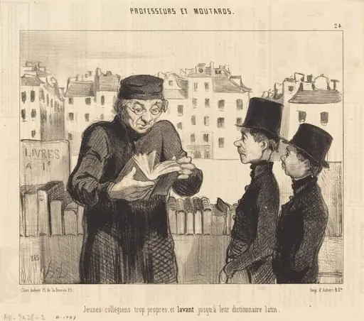 Jeunes collégiens... lavant jusqu'a leur dictionnaire latin, by Honoré Daumier