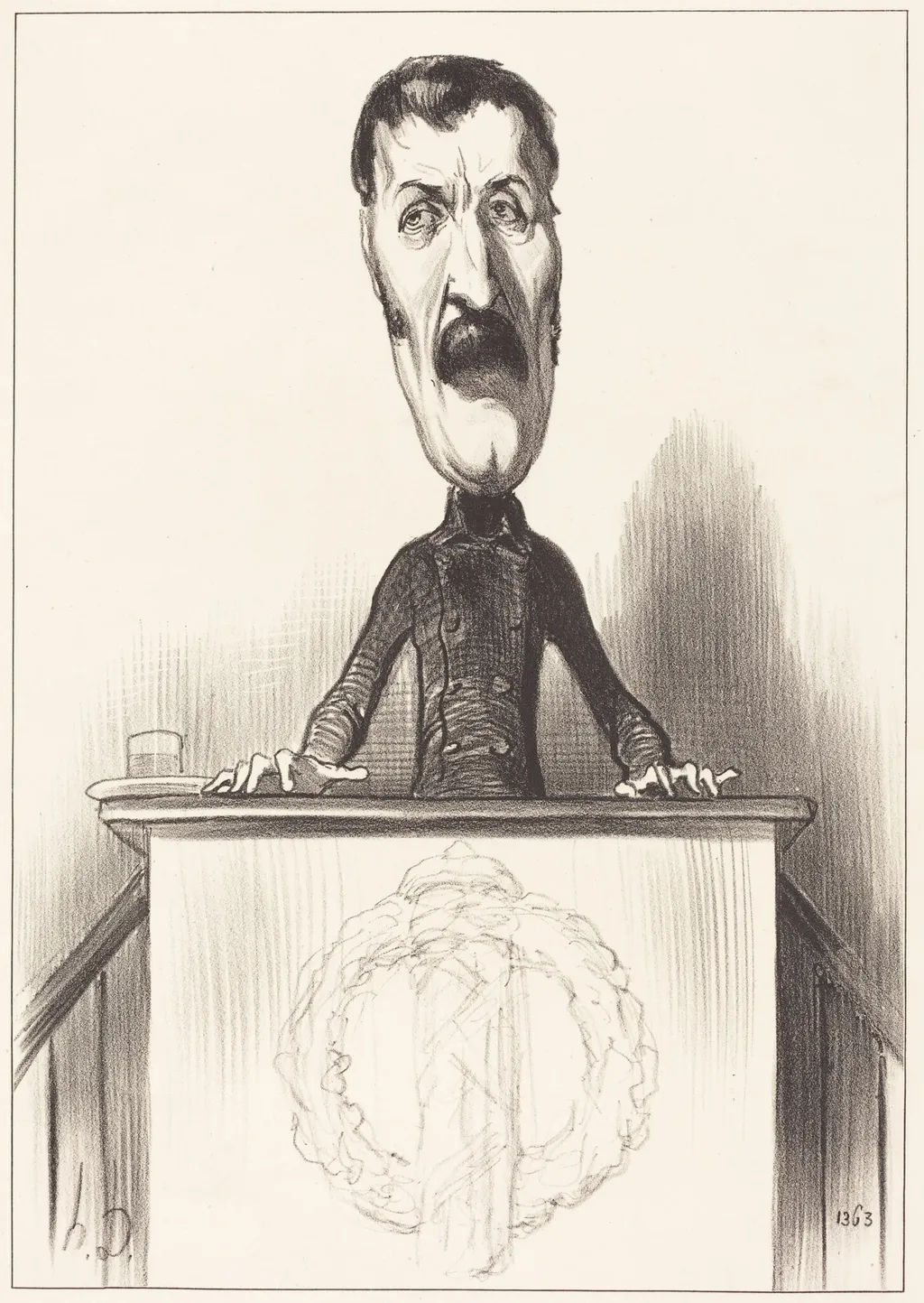 Jules Bastide, by Honoré Daumier, ink, 1849