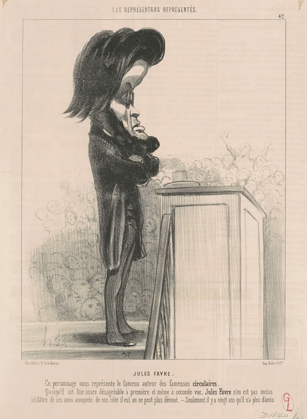Jules Favre, by Honoré Daumier, ink, 1849