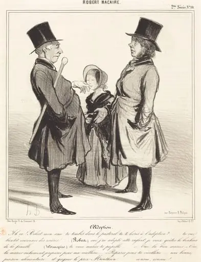 L'Adoption - Ah ça! Robert, mon ami..., by Honoré Daumier