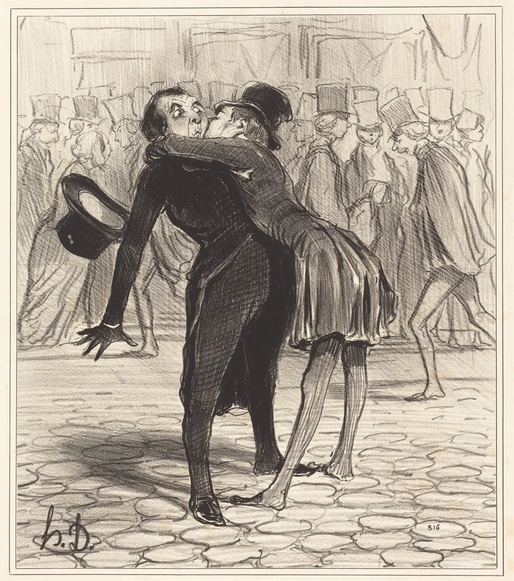 L'Ami de collège, by Honoré Daumier, ink, 1841