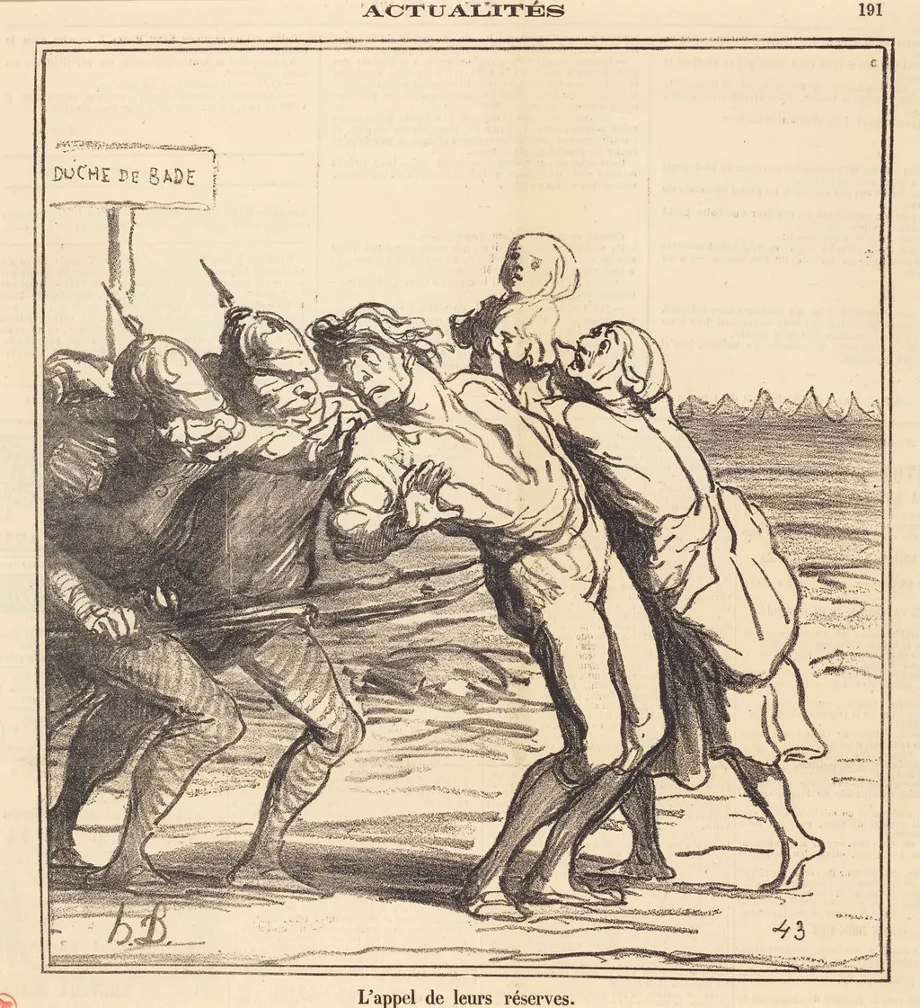 L'appel de leurs réserves, by Honoré Daumier, 1870
