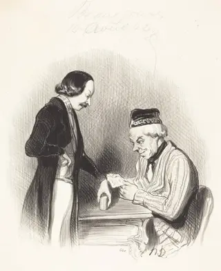 L'Escompte d'un billet, by Honoré Daumier, 1844