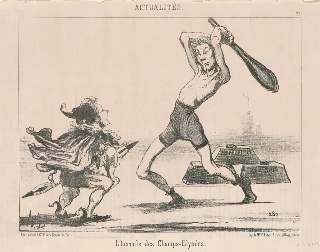 L'Hercule des Champs-Elysées, by Honoré Daumier, ink, 1851