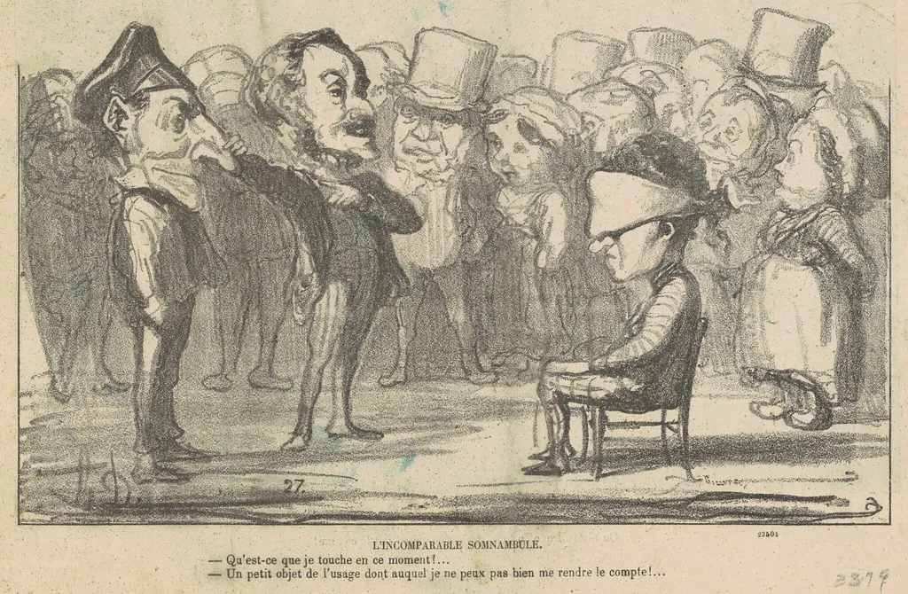L'incomparable somnabule, by Honoré Daumier, ink, 1865