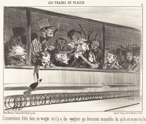 L'Inconvénient d'être dans un wagon..., by Honoré Daumier