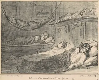 L'Interieur d'un appartement trop garni..., by Honoré Daumier, 1855