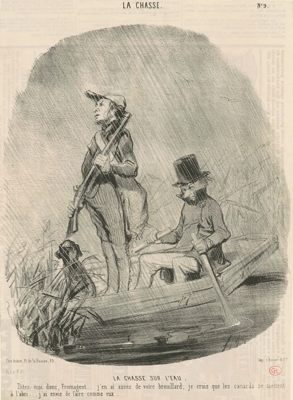 La chasse sur l'eau, by Honoré Daumier, ink, 1843