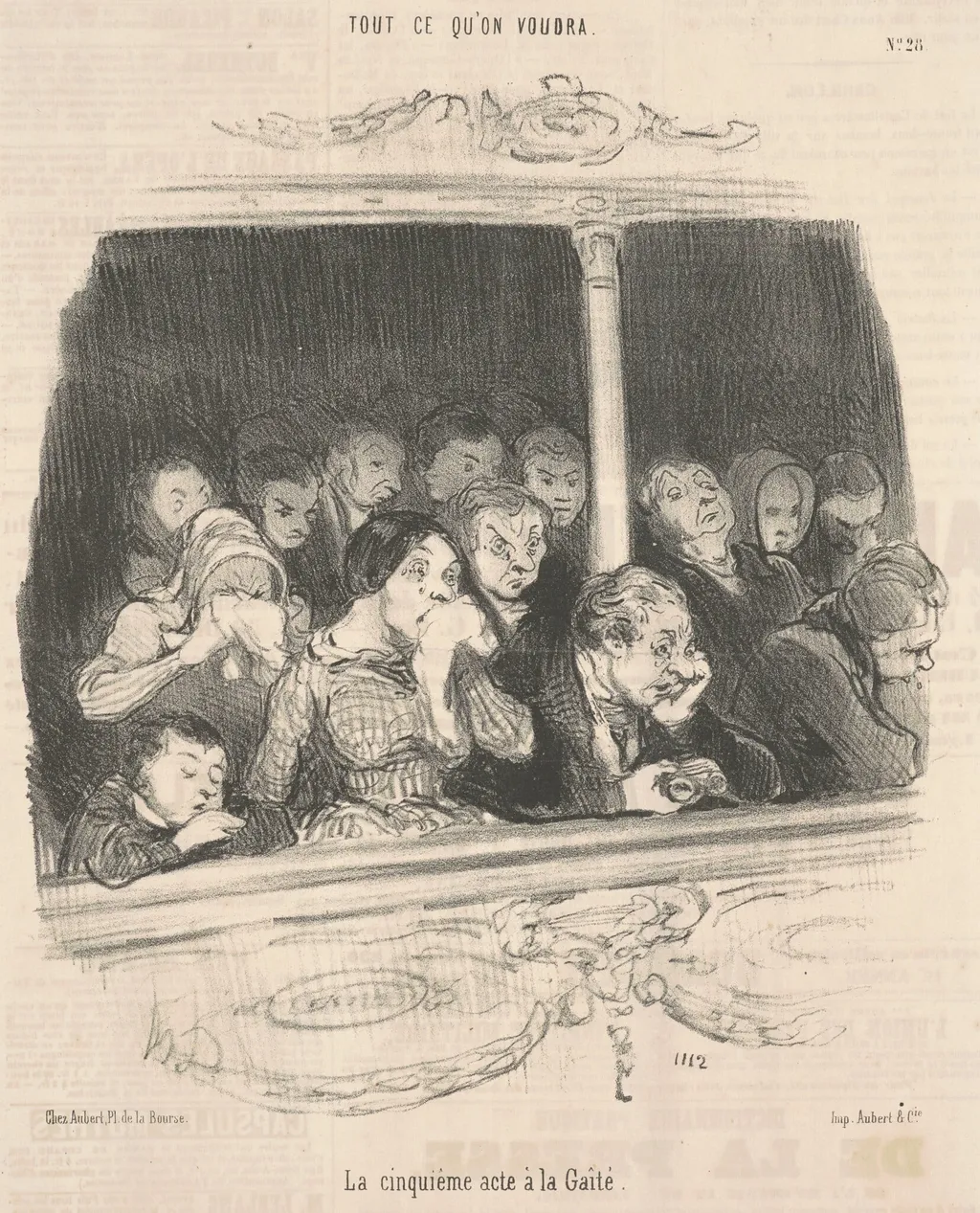 La cinquième acte a la gaité, by Honoré Daumier, ink, 1848