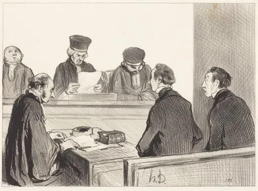 La Cour, vidant le délibéré..., by Honoré Daumier
