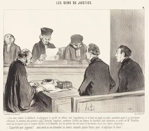 La Cour, vidant le délibéré..., by Honoré Daumier