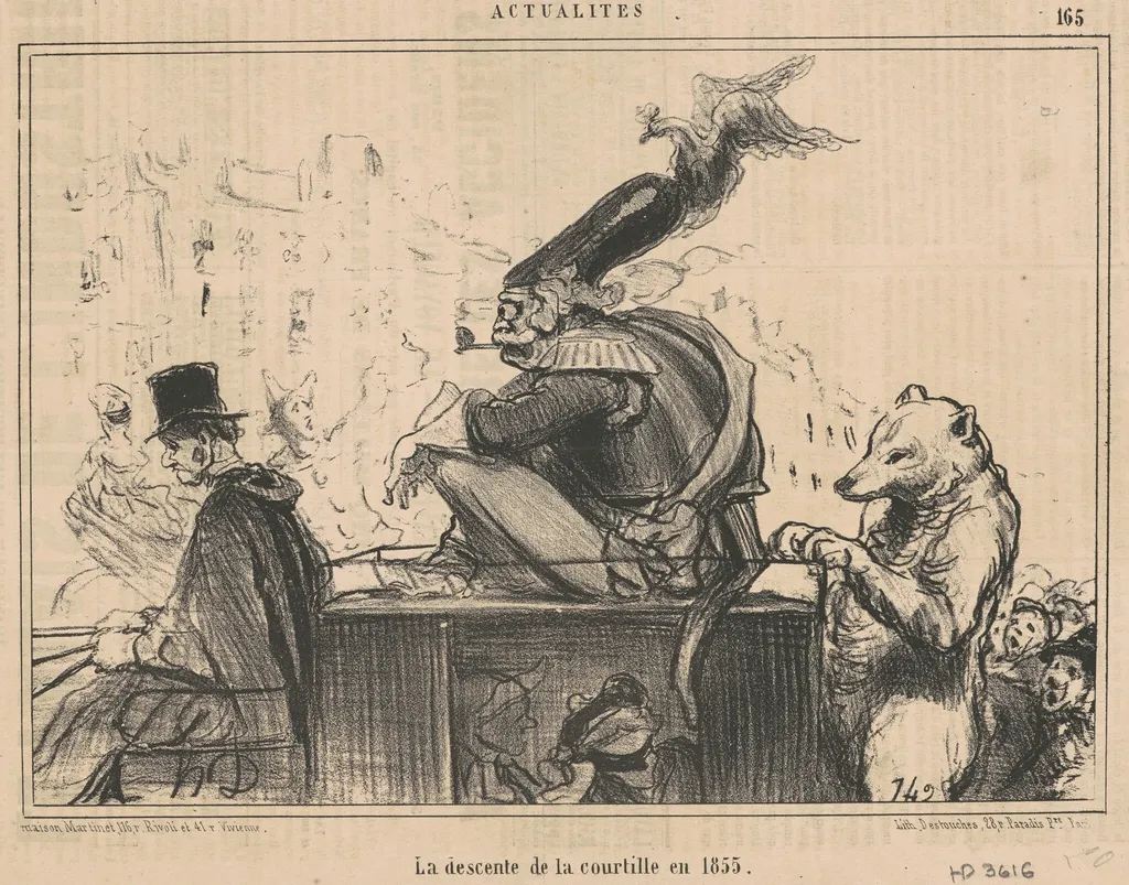 La descente de la courtille en 1855, by Honoré Daumier, ink, 1855