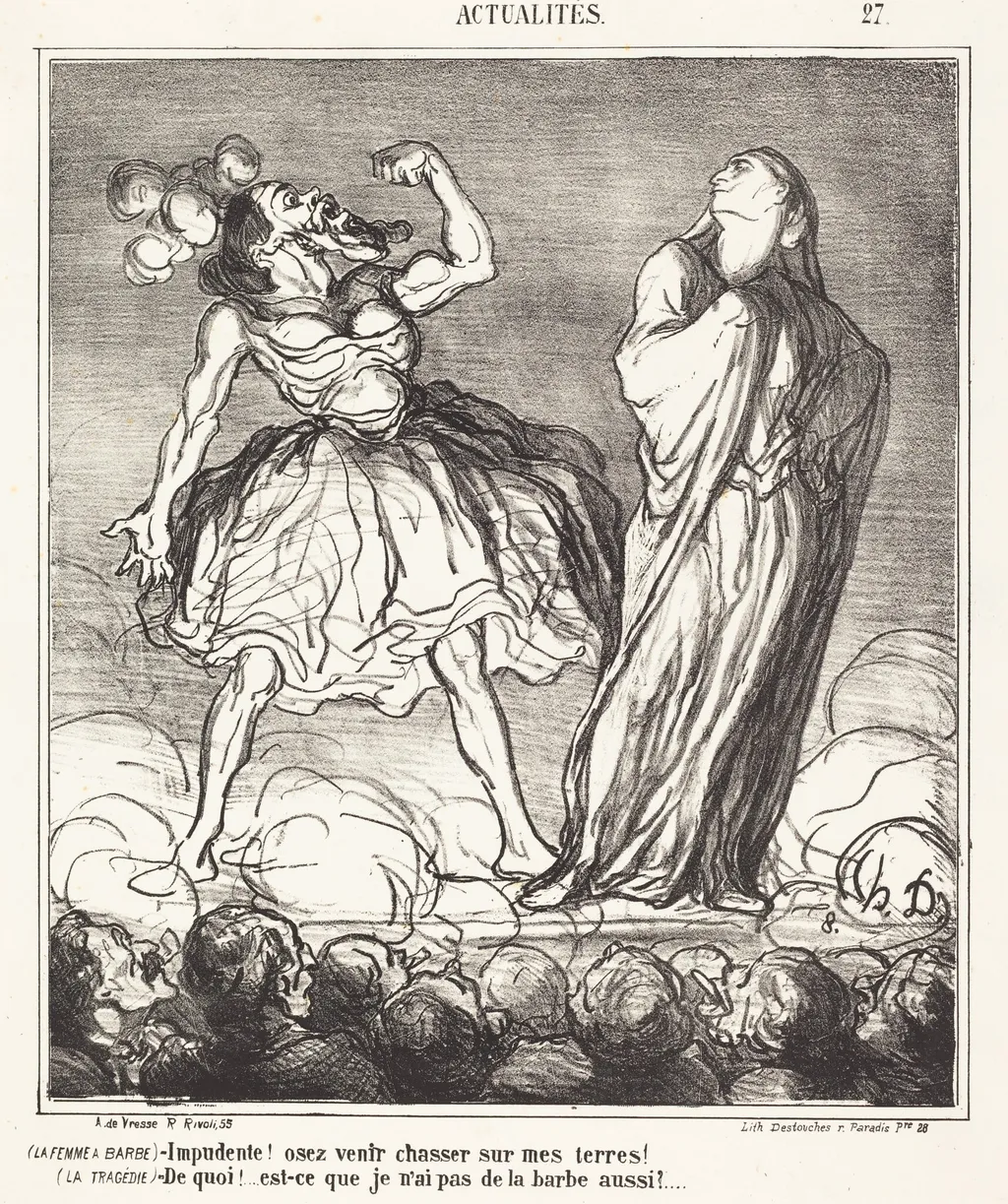La Femme a barbe, by Honoré Daumier, ink, 1867