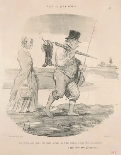 La femme doit suivre son mari ..., by Honoré Daumier