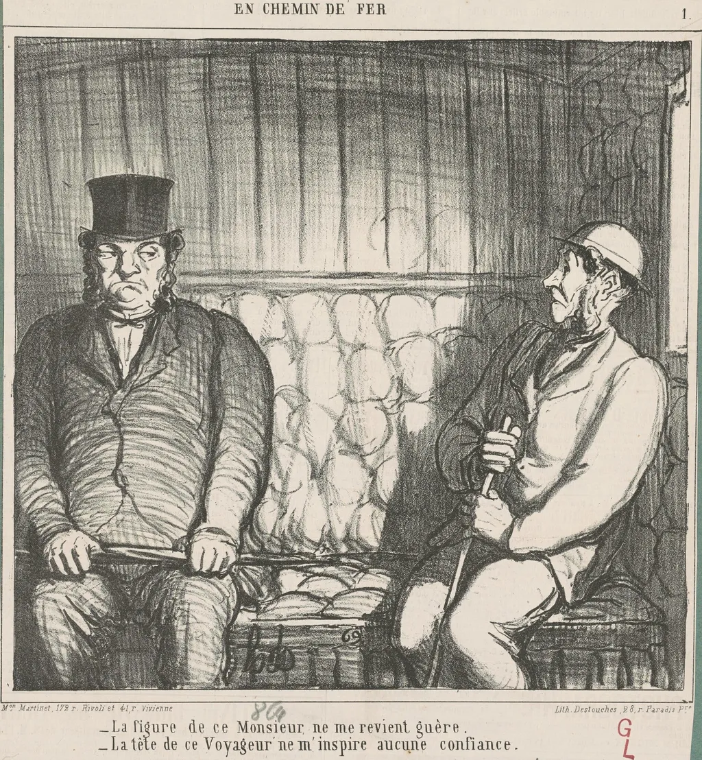 La figure de ce monsieur ne me revient guère ..., by Honoré Daumier, ink, 1864