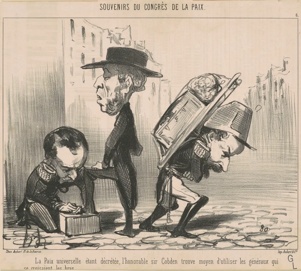 La paix universelle étant décrétée ..., by Honoré Daumier, ink, 1849