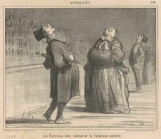 La parisiens dans l'attente de la ...comète, by Honoré Daumier