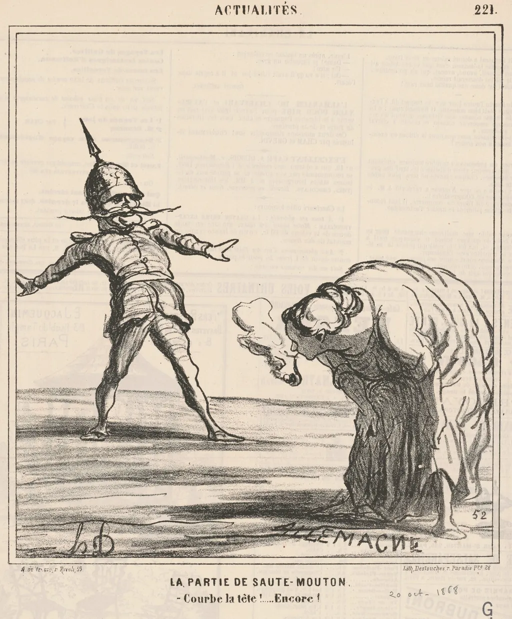 La partie de saute-mouton, by Honoré Daumier, ink, 1868