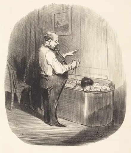La Première leçon de natation, by Honoré Daumier