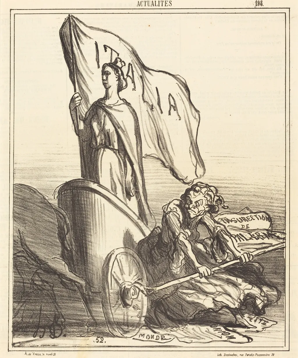 La Presse réactionnaire cherchant en vain..., by Honoré Daumier, ink, 1866